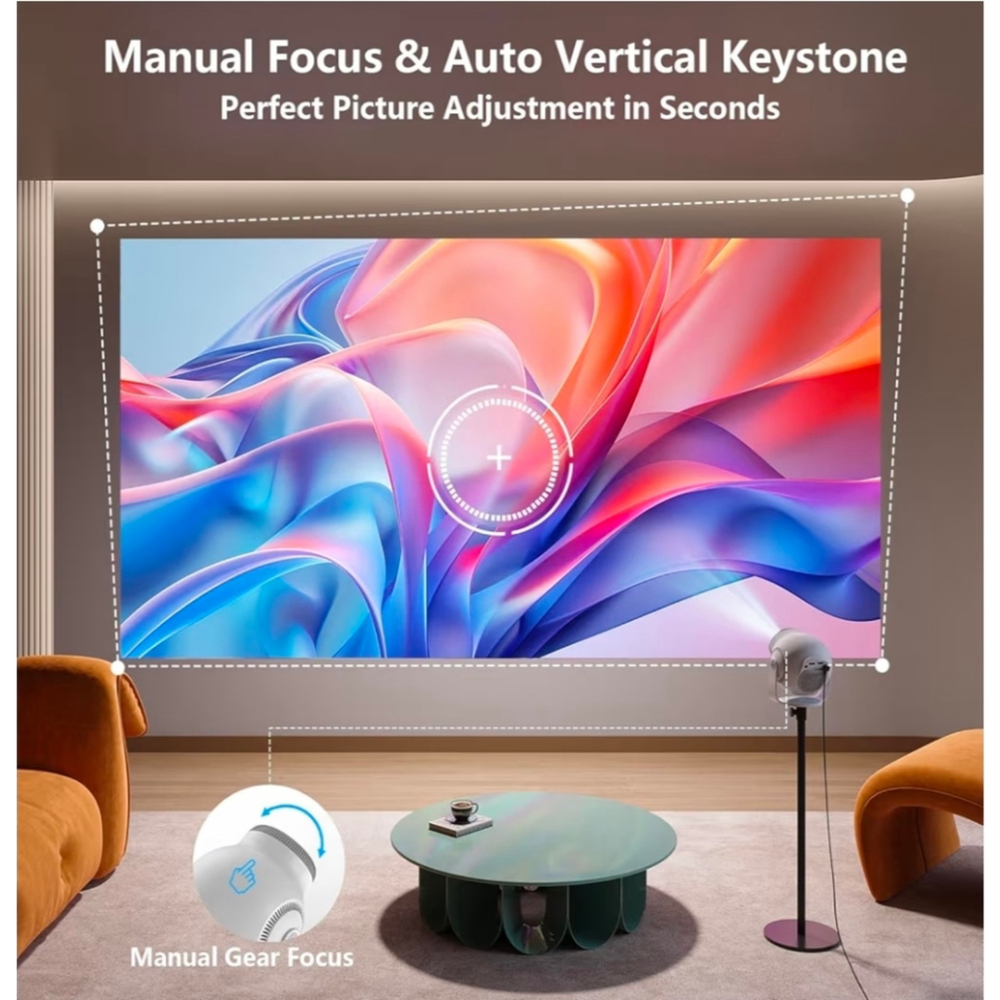 Smart Mini Projector with Android 14 OS, 1080P/4K/8K Video Decoding, WiFi - Picture 3 of 9